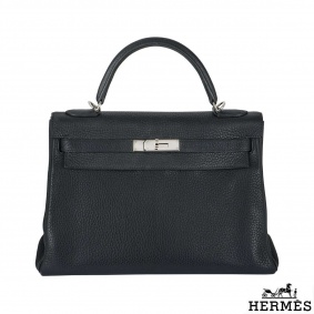 Herms Kelly 32cm Bleu Indigo Veau Taurillon Clemence PHW